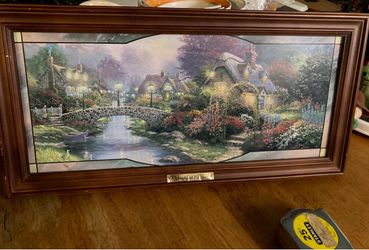 Thomas kindkade  Lamp light bridge 2004 23”X11”