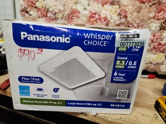 Panasonic
Whisper Choice DC Pick-A-Flow 80/110 CFM Ceiling Bathroom Exhaust Fan with Flex-Z Fast Bracket