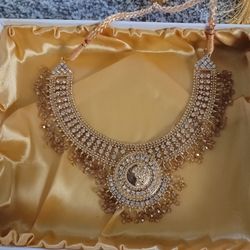 Traditional Gold Plated Wedding Jewelry Necklace 