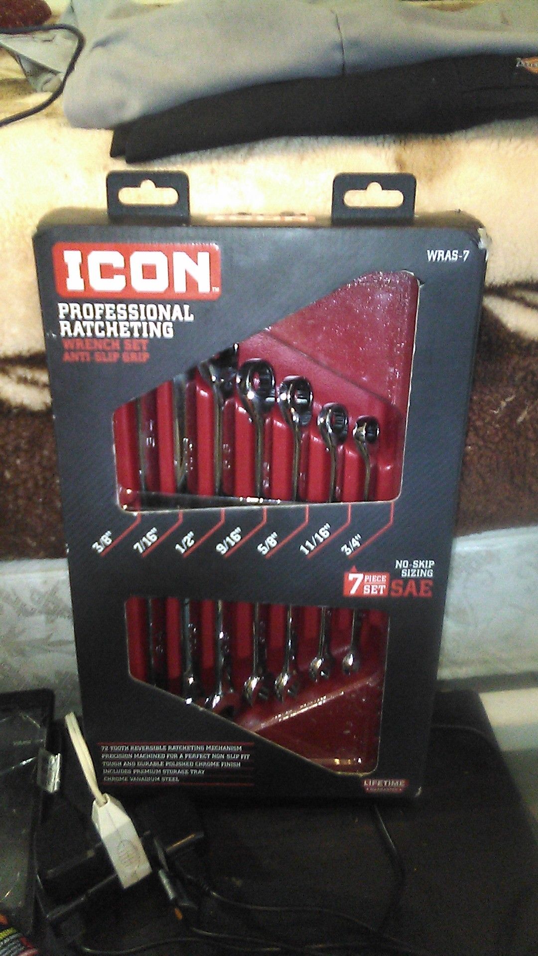 ICON Professional Ratcheting Wrench Set Anti-Slip Grip 7 piece set