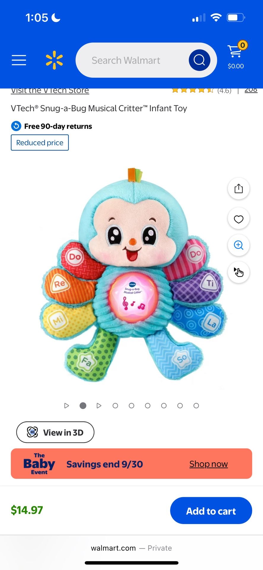  Vtech Snug A Bug Musical Toy