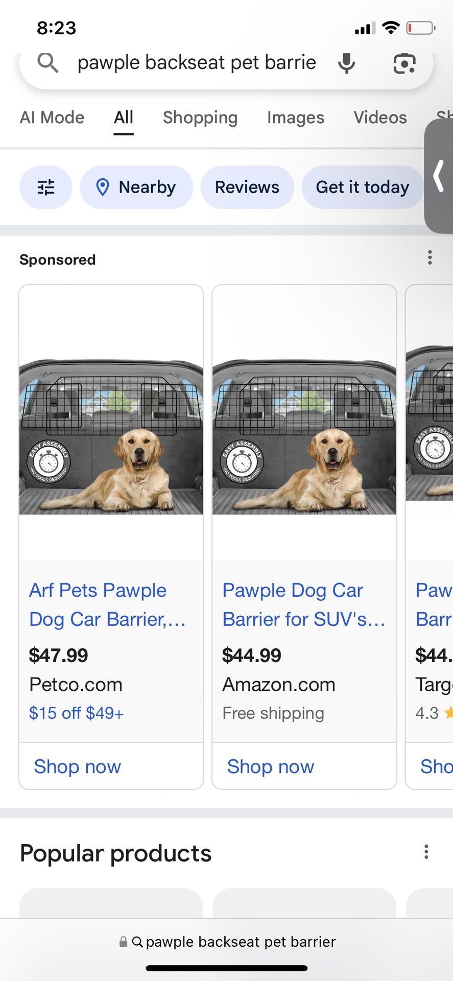 Dog Car Barrier Barely Used