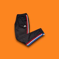 Adidas 3 Stripe Aeroready Climacool Black Blue White Tapered Track Pants Large