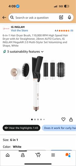 IG INGLAM MegaAIR 2.0 6-in-1 Multi-Styler – White