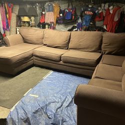 Brown sectional couch smoke-free pet free clean we sell all the time delivery extra
