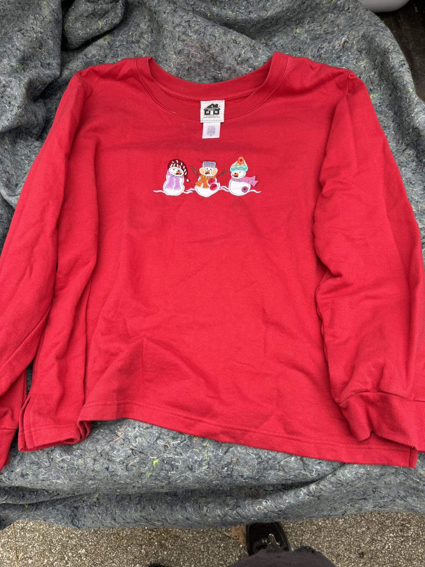 Vintage Christmas Snowman Sweatshirt Womens Size 2XL Red.