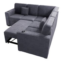 New 90x90 Sleeper Sectional Couch With Storage : Free Delivery 