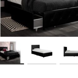 Twin Size Bed With Storage Drawers 