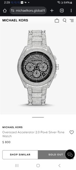 Michael Kors Oversized Accelerator 2.0 Pavé Silver-Tone Watch
