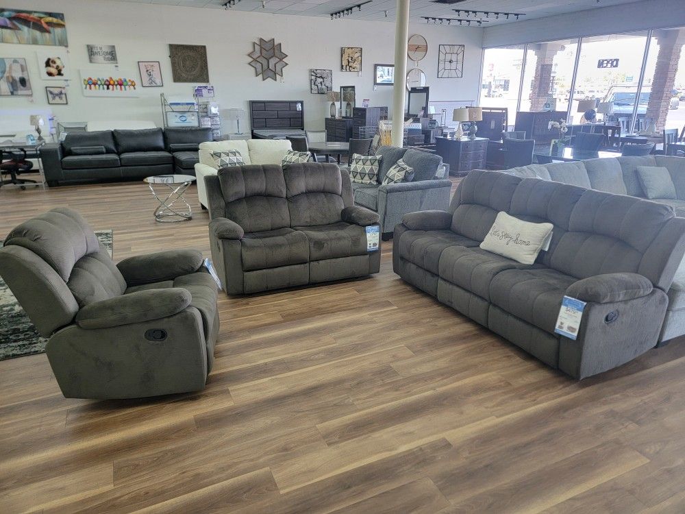 3pc Brown Reclining Sofa Set