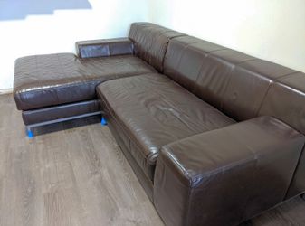 Dark Brown Leather Kramfors 100" 2pc Sectional Sofa