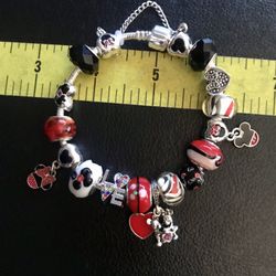 Pandora inspired charm bracelet Valentine’s Day Mickey and Minnie