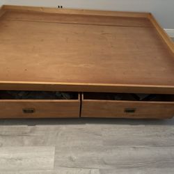 Solid Wood Queen Platform Bed frame with Drawers  $50 OBO