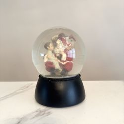 Vintage Musical Santa & Child Snow Globe Christmas Decor Plays Tune Gift