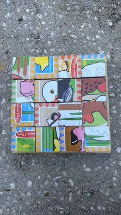 Melissa & Doug Wooden Animal Puzzle Blocks