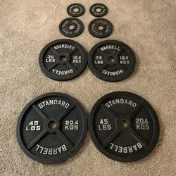 Olympic Weight Plates - Total 85 Pounds 