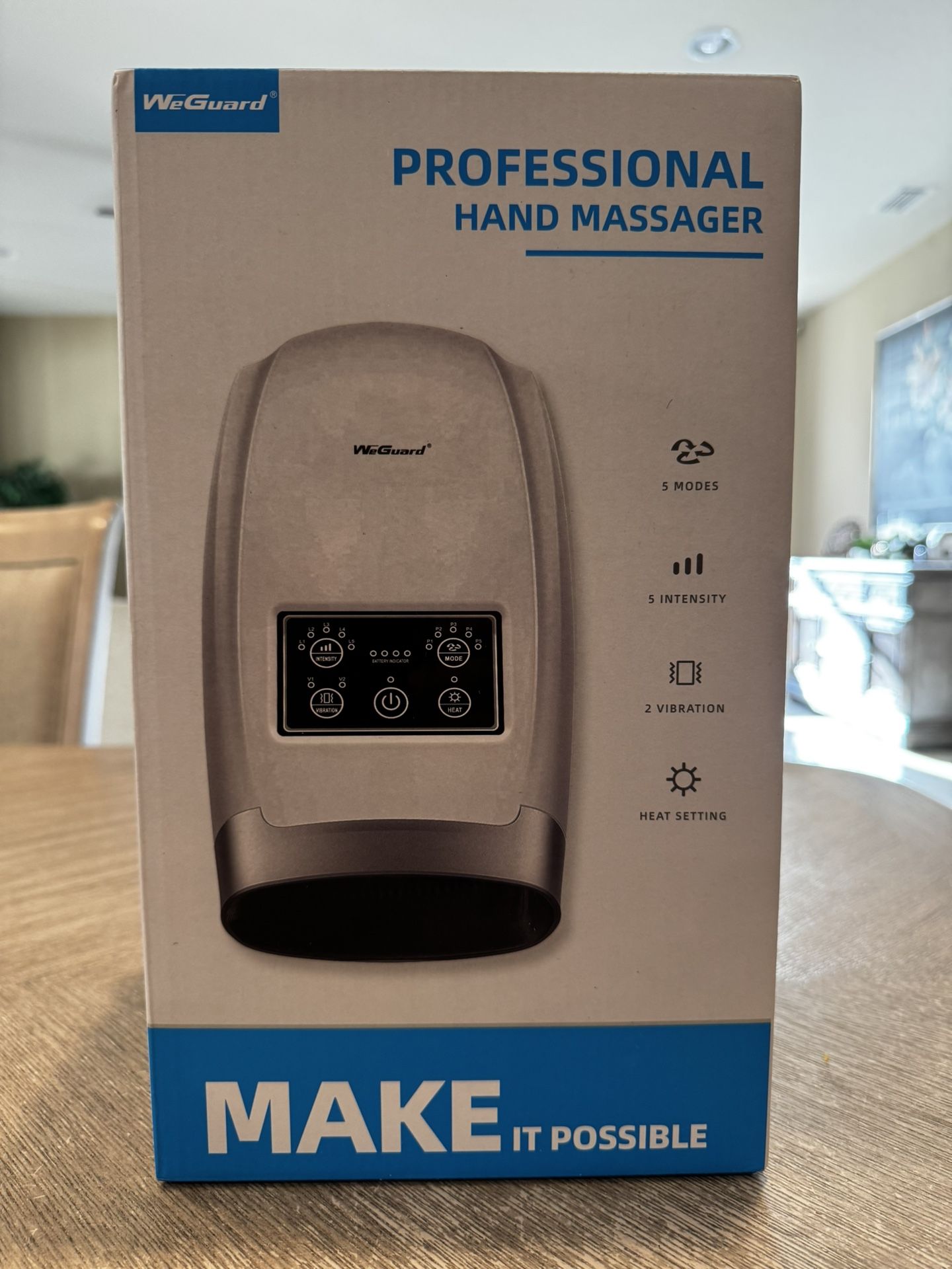 WeGuard Hand Massager with Heat for Arthritis and Carpal Tunnel – Wrest, Finger and Hand Pain Relief and Compression – 5 Massage Modes – Arthiritis Pa