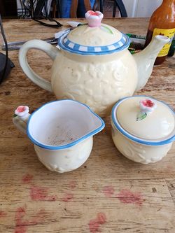 Ceramic Teapot Set with Creamer and Sugar Bowl