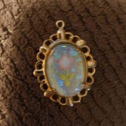 Simulated Opal Flower Embedded Pendant