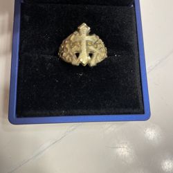 3 Cross Gold Nugget Ring 
