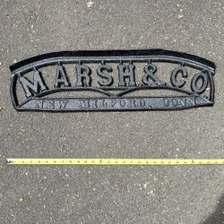 Antique Cast Iron Sign Marsh & Co New Milford CONN