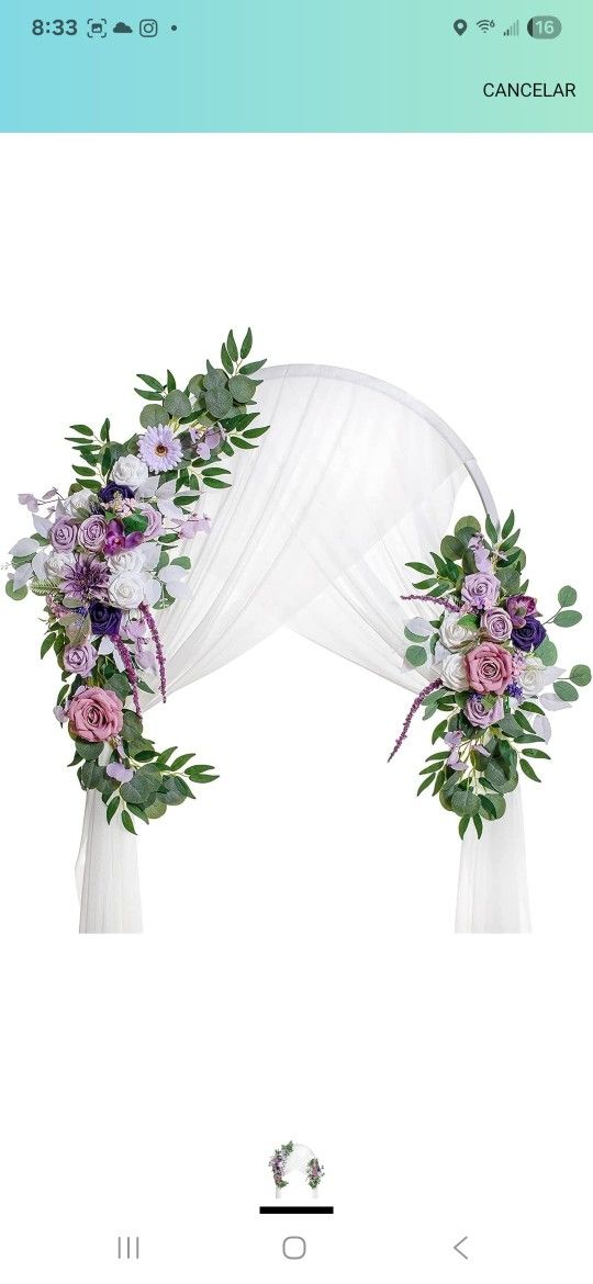 Wedding Arrangement Three-Piece Welcome Arch Flower Arrangement Wedding Arch Banquet Door Table Decoration Simulation Flower Set (Color : Purple, Size