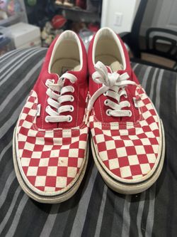 VANS Red White Checkerboard Low Top Canvas Sneakers 507452 Size Men’s 12
