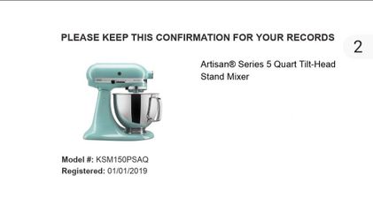 Artisan Series 5 quart KitchenAid tilt head Stand Mixer