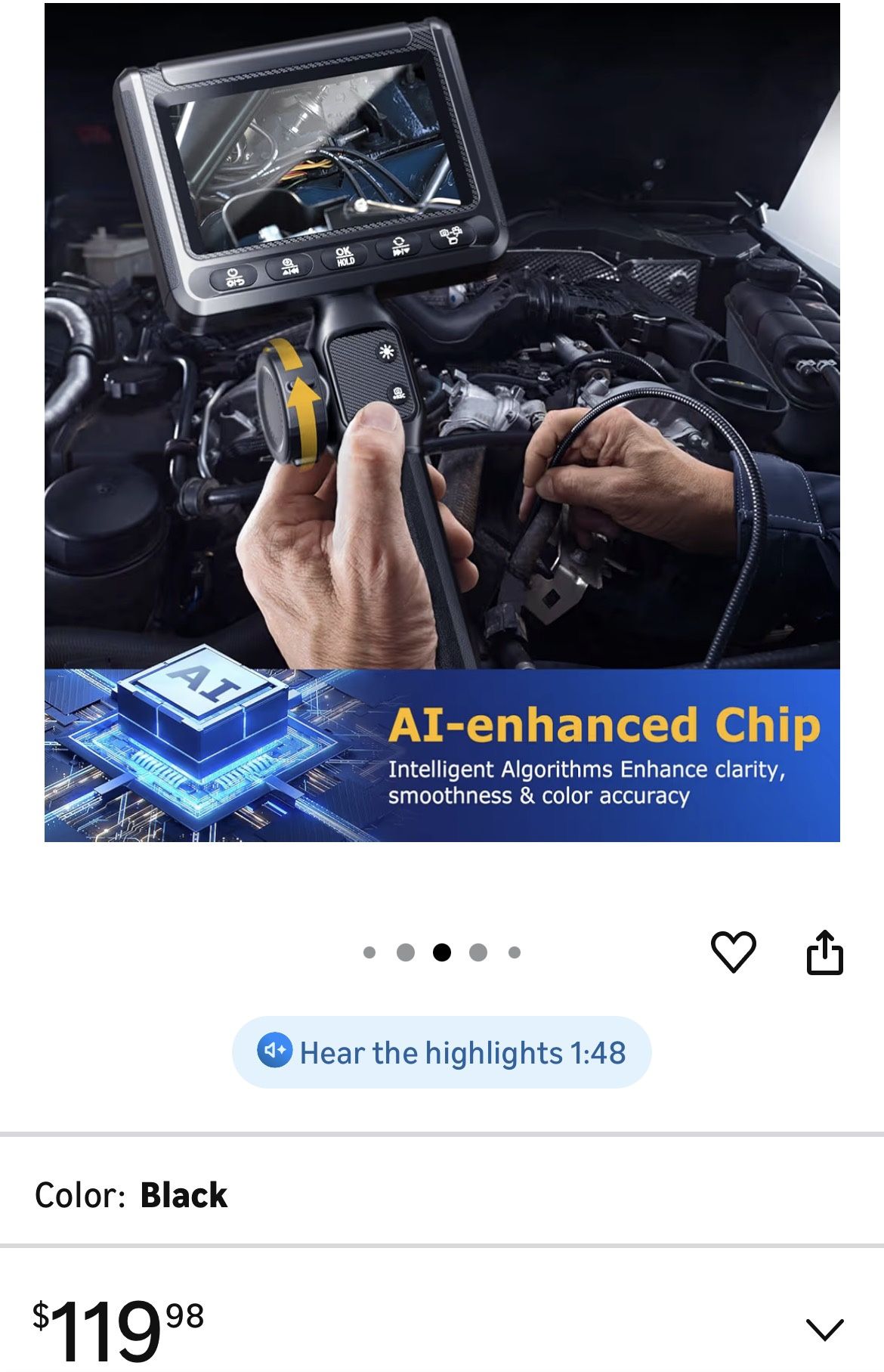 🆕 In 📦 2️⃣Way Articulating Borescope with Light,Industrial Endoscope with Snake Scope Camera,Borescope Inspection Camera for Automotive&Aircraft Mec