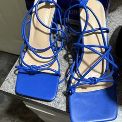 Blue Lace Up Heels 