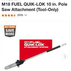 Milwaukee M18 10" Pole Saw Attachment 