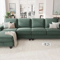 Green Couch w/ Storage Ottoman