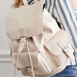 from Forever 21 Faux Leather Buckled Backpack