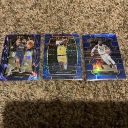 3 Select LeBron James Blue Prizm Parallel Basketball Cards Blue Cracked Ice, Blue Shimmer & Blue 