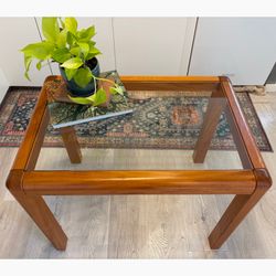 Danish solid teak mid century modern console or end table