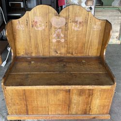 Wooden Storage Chest Bench Chair