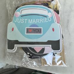52 Pcs Wedding Photo Booth Props,  Wedding Anniversary Photo Sign