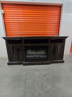 Elise 72" TV Console w/ Electric Fireplace in Oak by Twin-Star Intl.