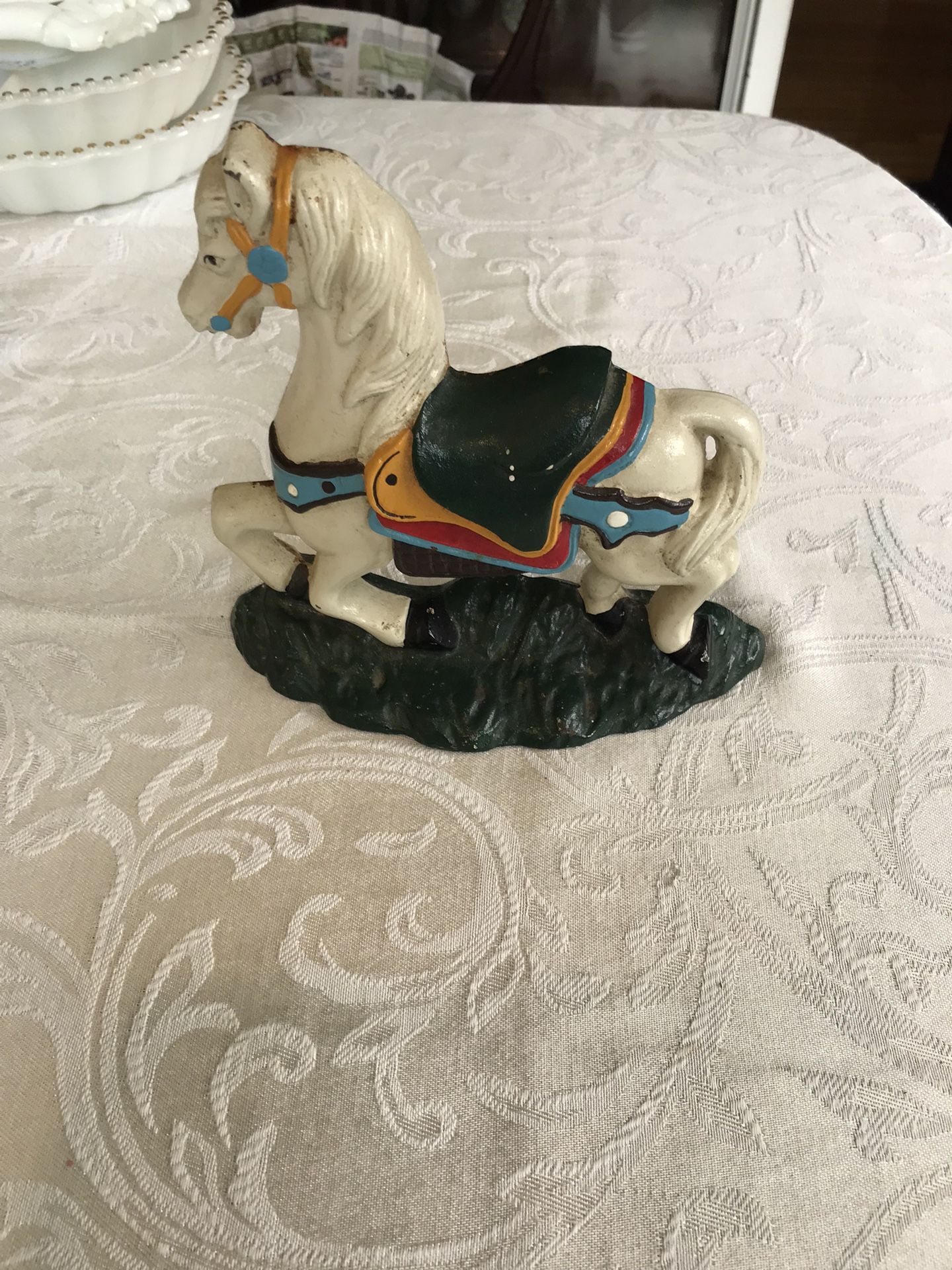 Vintage Cast Iron Carousel Horse Heavy Door Stop