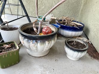 Three ceramic planter pots