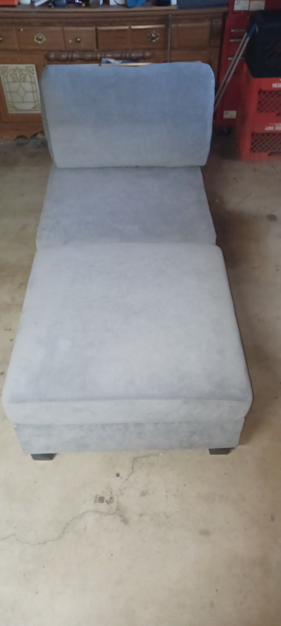 Grey Armless Chair With Matching Ottoman