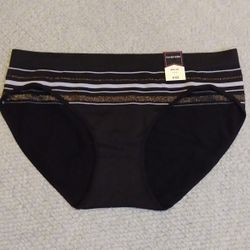 BRAND NEW WITH TAG LADIES AMBRIELLE SEAMLESS BLACK WAIST STRIPE PANTIES UNDERWEAR SZ 6 