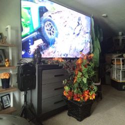 Grey Dresser With Chrome Silver Trim