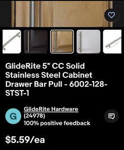 GlideRite 5” CC Solid Stainless Steel Cabinet Drawer Bar Pull- 6002- 128- STST - 1