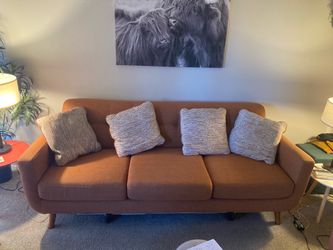 Beautiful orange living room couch