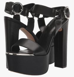 DKNY womens Shila Platform Block Heel With Belt Detail size 9.5