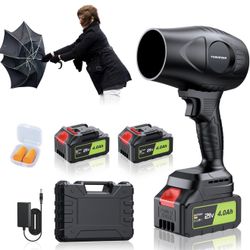 600000 rpm wireless leaf blower, 21V hand electric leaf blower with 2 4.0 Ah batteries and fast charger, lightweight for cleaning patio, lawn, patio, 