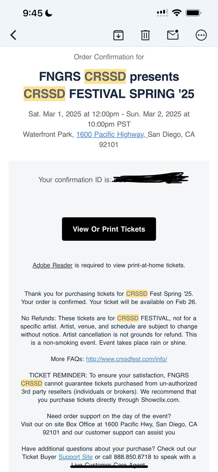 x2 Sunday CRSSD ‘25 Tickets