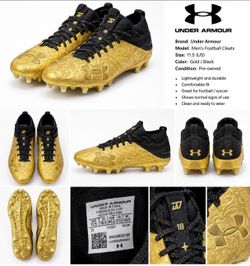 Under Armour Men’s Gold Black Football Soccer Cleats Size 11.5 UA #18