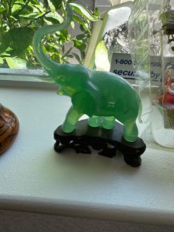 Vintage green elephant faux jade